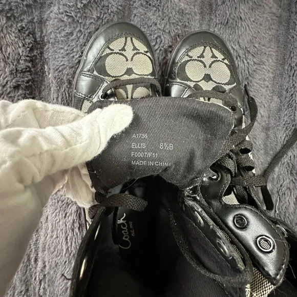 Coach Ellis High Top Sneakers Black and Gray US Women’s Size 8.5 Y2K - Picture 11 of 12